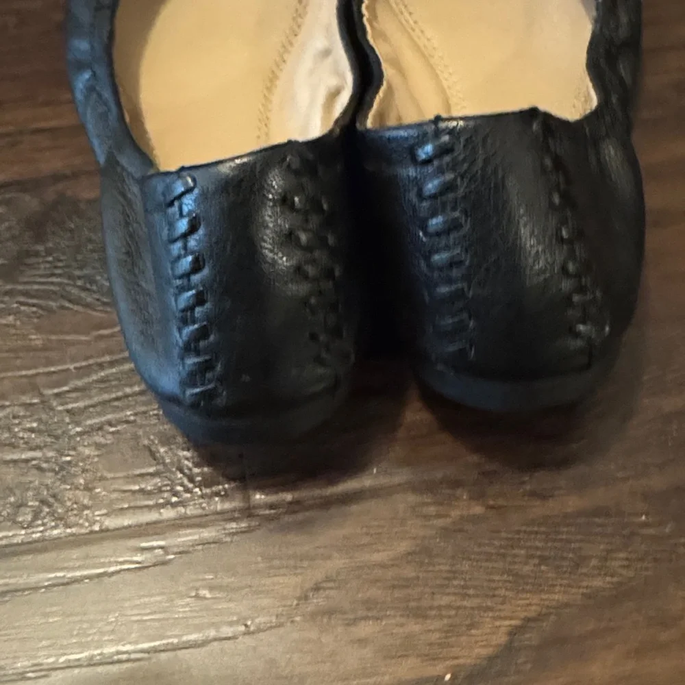 Tory Burch Black Flats with Gold Emblem